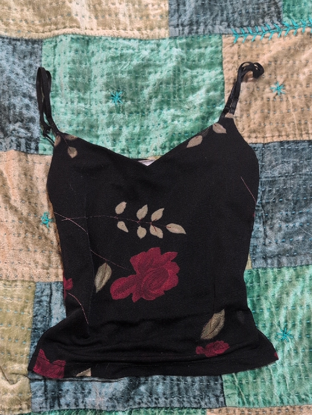 Vintage Black Floral Cami